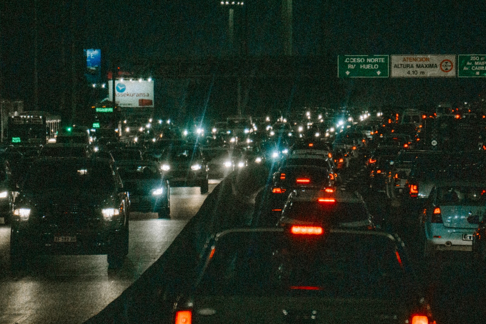 a busy freeway at night